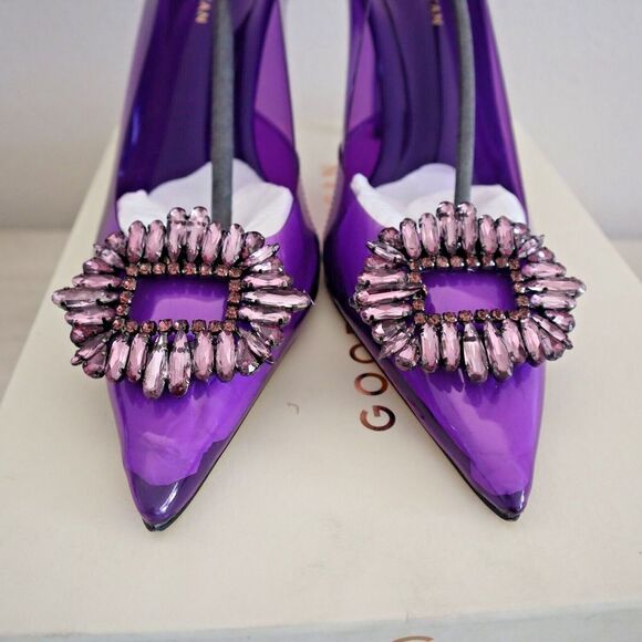 Good American Sz 11 Purple Cinder-F*cking-Rella Jeweled Stiletto Pumps $195 - Picture 9 of 14